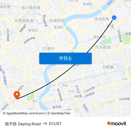 德平路 Deping Road to ECUST map