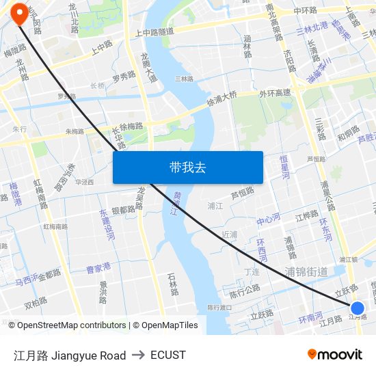 江月路 Jiangyue Road to ECUST map