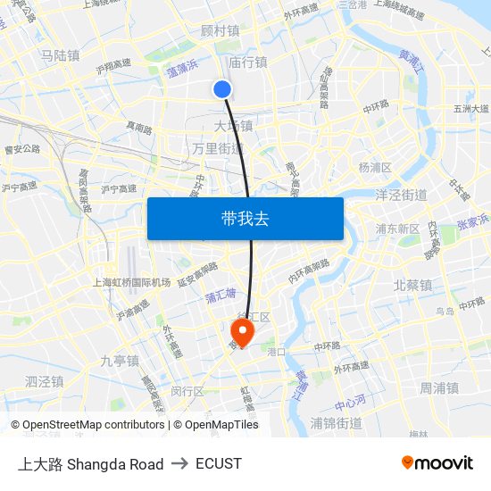 上大路 Shangda Road to ECUST map
