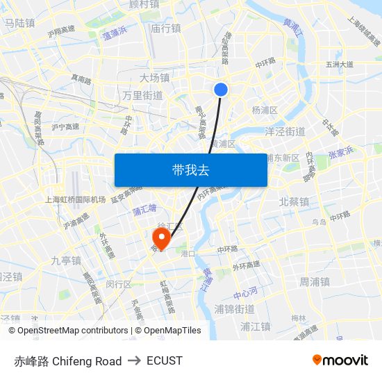 赤峰路 Chifeng Road to ECUST map