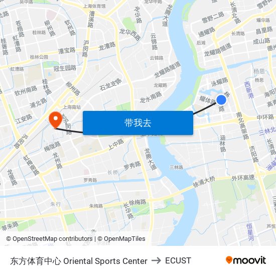 东方体育中心 Oriental Sports Center to ECUST map