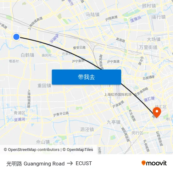 光明路 Guangming Road to ECUST map