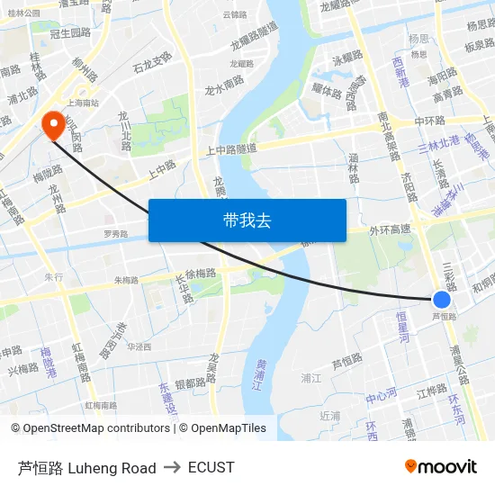 芦恒路 Luheng Road to ECUST map