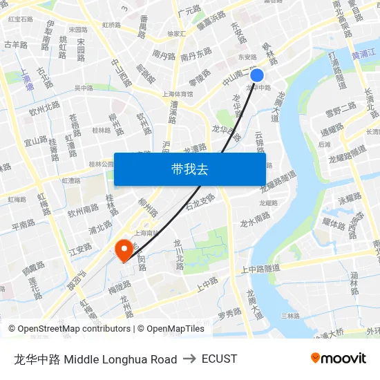 龙华中路 Middle Longhua Road to ECUST map