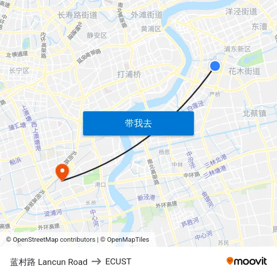 蓝村路 Lancun Road to ECUST map