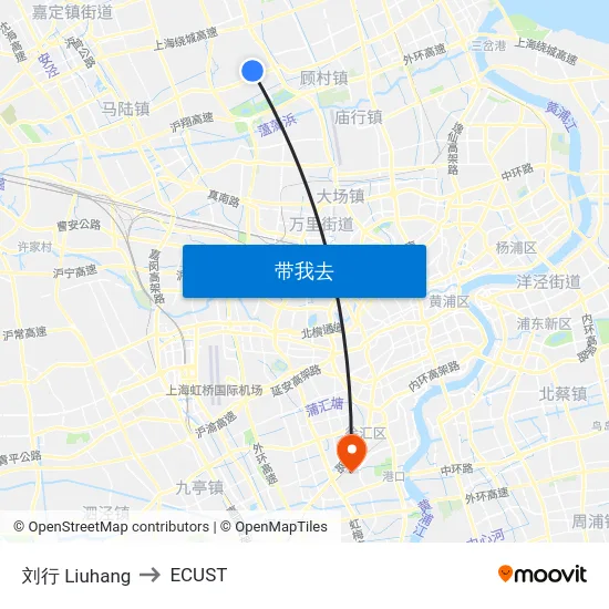 刘行 Liuhang to ECUST map