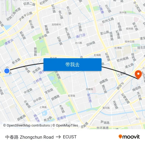 中春路 Zhongchun Road to ECUST map