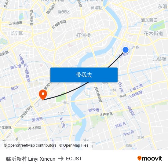 临沂新村 Linyi Xincun to ECUST map