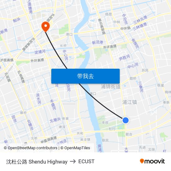 沈杜公路 Shendu Highway to ECUST map