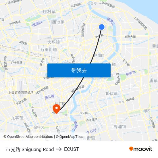 市光路 Shiguang Road to ECUST map