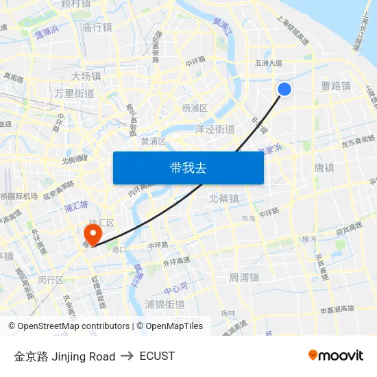 金京路 Jinjing Road to ECUST map