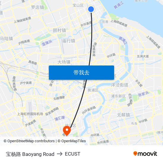 宝杨路 Baoyang Road to ECUST map