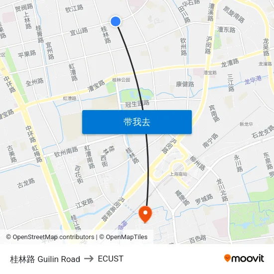 桂林路 Guilin Road to ECUST map