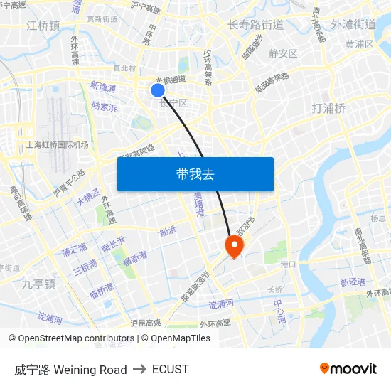 威宁路 Weining Road to ECUST map