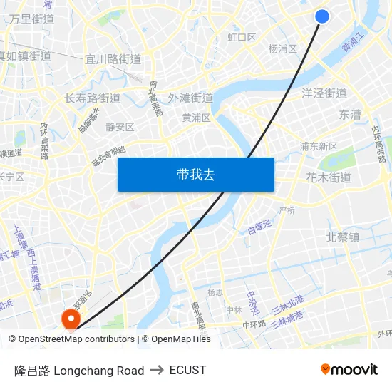 隆昌路 Longchang Road to ECUST map