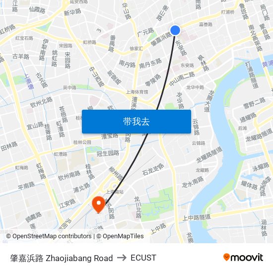 肇嘉浜路 Zhaojiabang Road to ECUST map