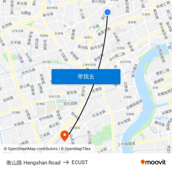 衡山路 Hengshan Road to ECUST map