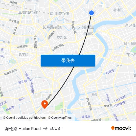 海伦路 Hailun Road to ECUST map