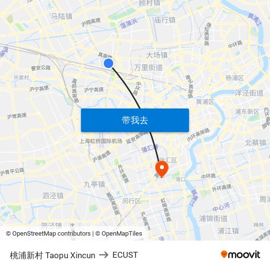 桃浦新村 Taopu Xincun to ECUST map