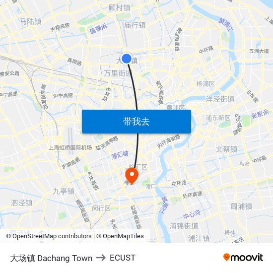 大场镇 Dachang Town to ECUST map