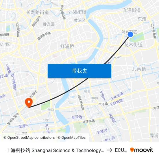 上海科技馆 Shanghai Science & Technology Museum to ECUST map