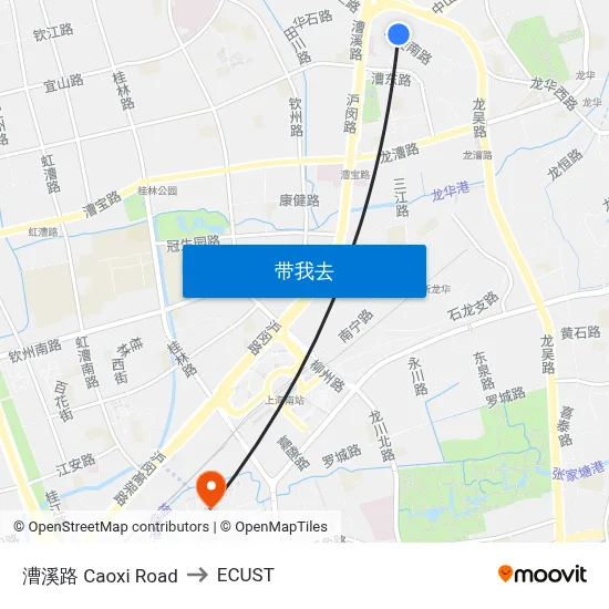 漕溪路 Caoxi Road to ECUST map