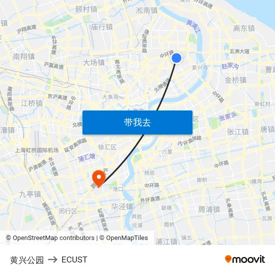 黄兴公园 to ECUST map