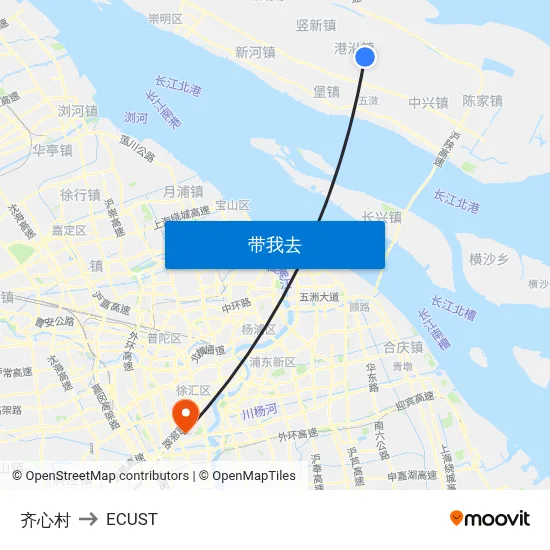 齐心村 to ECUST map