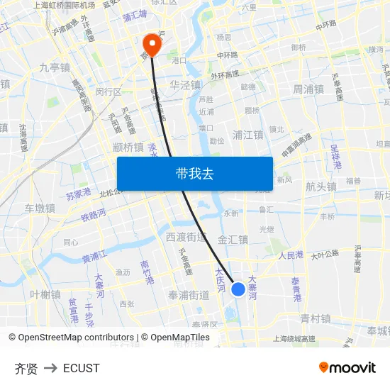 齐贤 to ECUST map