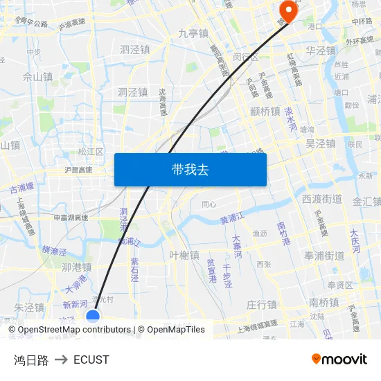 鸿日路 to ECUST map
