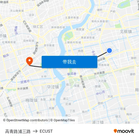 高青路浦三路 to ECUST map