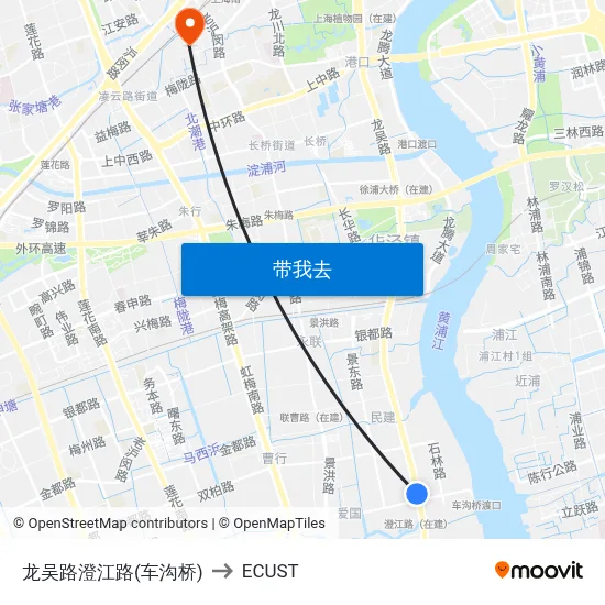 龙吴路澄江路(车沟桥) to ECUST map
