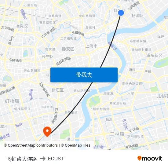 飞虹路大连路 to ECUST map