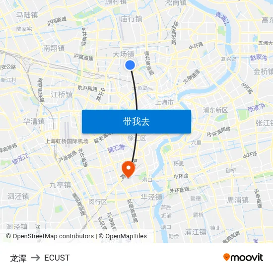 龙潭 to ECUST map
