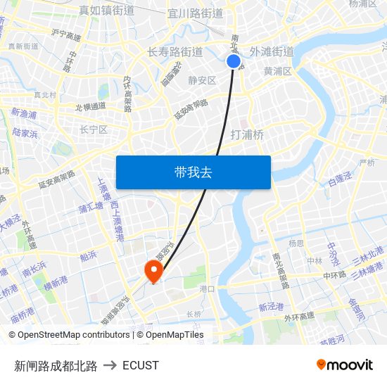 新闸路成都北路 to ECUST map