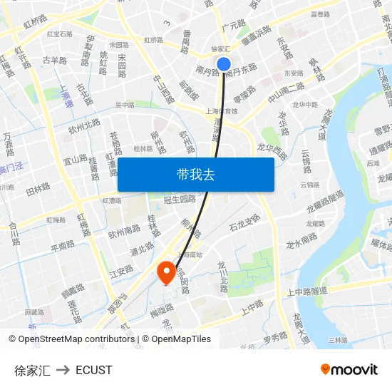 徐家汇 to ECUST map