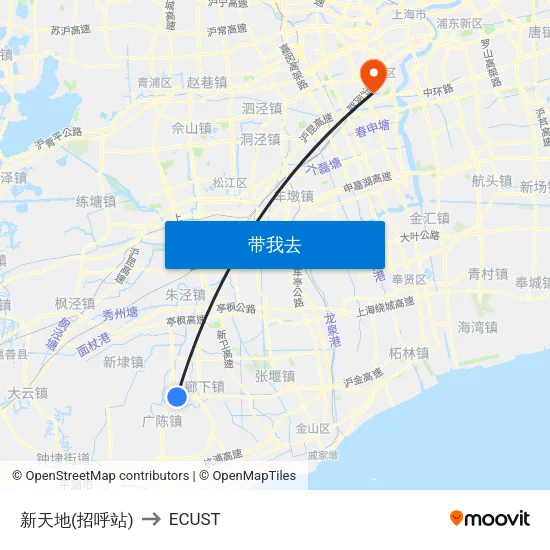 新天地(招呼站) to ECUST map