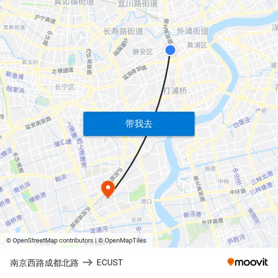 南京西路成都北路 to ECUST map