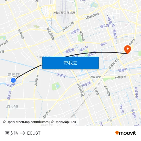 西安路 to ECUST map