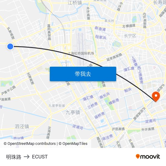 明珠路 to ECUST map