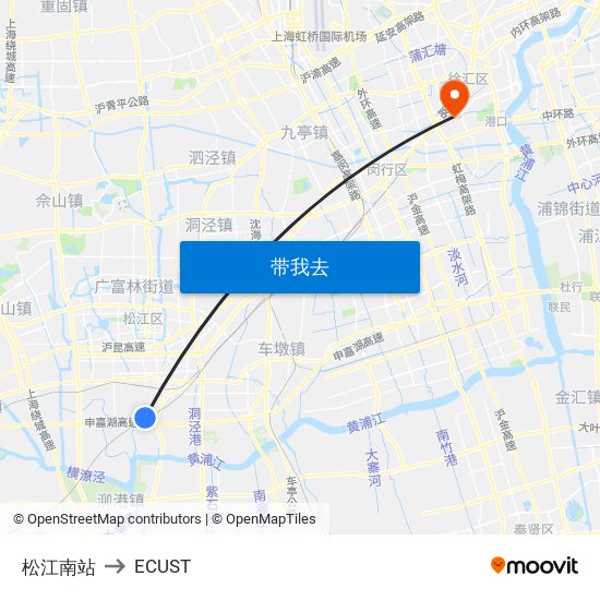 松江南站 to ECUST map