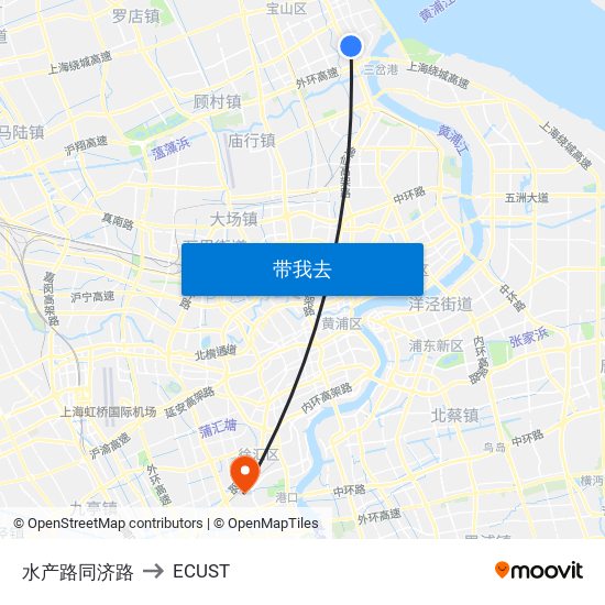 水产路同济路 to ECUST map