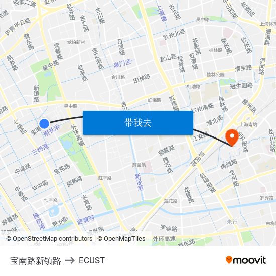 宝南路新镇路 to ECUST map