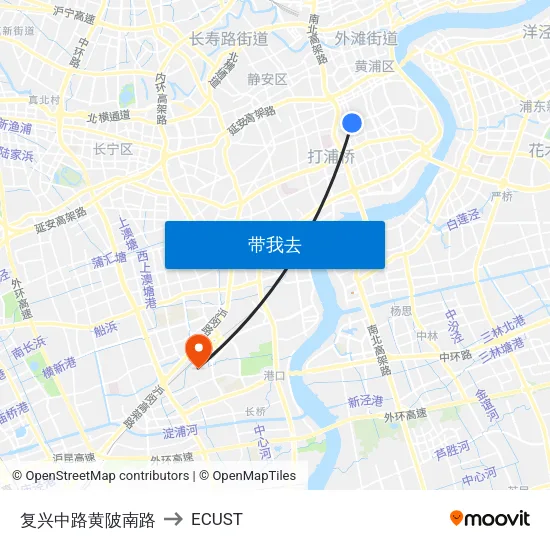 复兴中路黄陂南路 to ECUST map