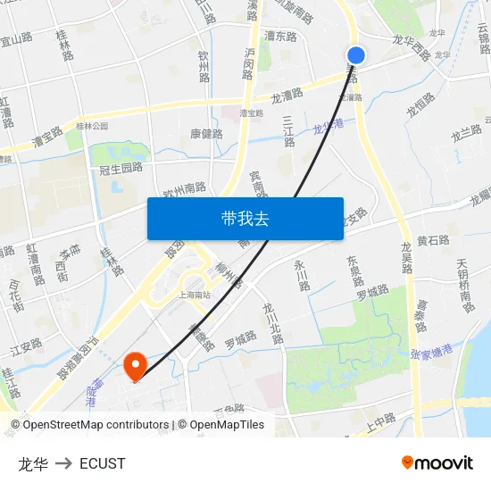 龙华 to ECUST map
