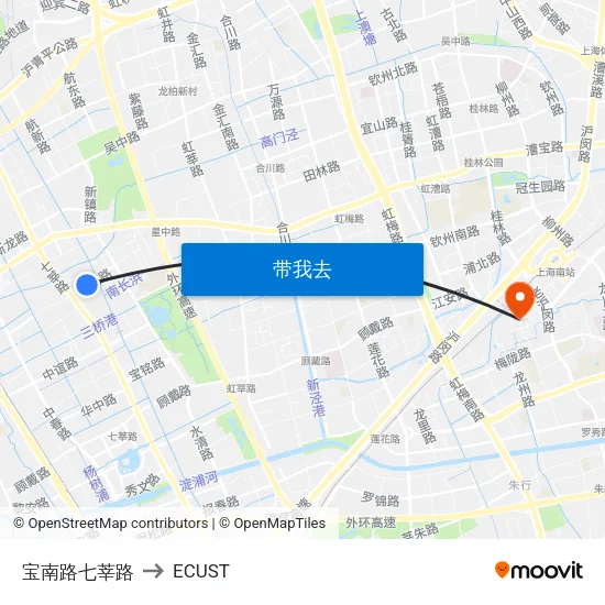 宝南路七莘路 to ECUST map