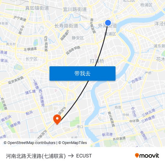 河南北路天潼路(七浦联富) to ECUST map