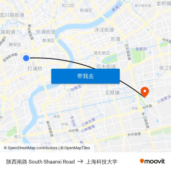 陕西南路 South Shaanxi Road to 上海科技大学 map