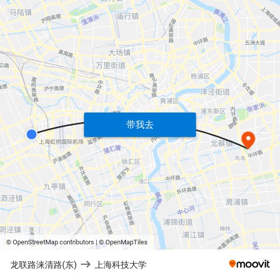 龙联路涞清路(东) to 上海科技大学 map