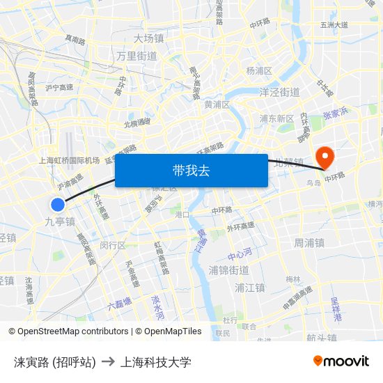 涞寅路 (招呼站) to 上海科技大学 map